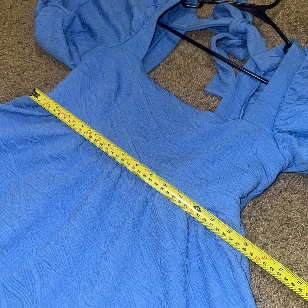 NWOT Free‎ People Violet Puff Sleeve Mini Dress Sky Blue Small - Picture 7 of 8